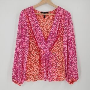 BCBGMaxAzria Silk Heart Print Blouse
